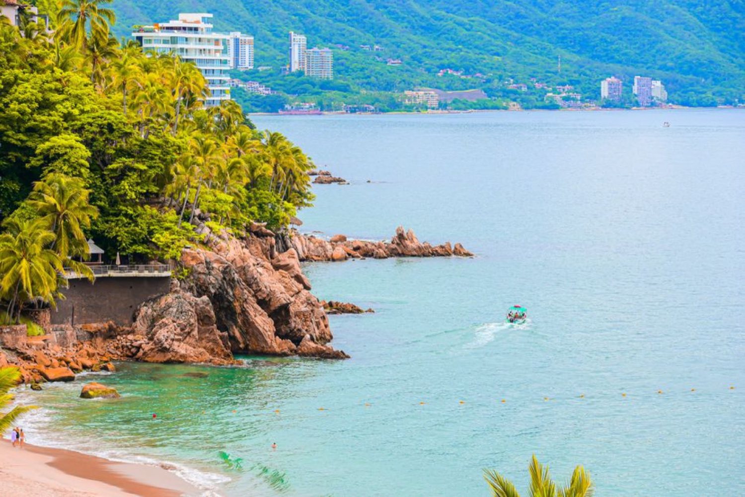 Green coastline and clear water in Puerto Vallarta